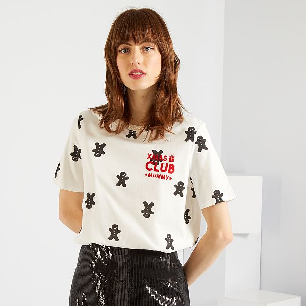 Camiseta de Navidad + bolsa Mujer talla 34 a 48 - BLANCO - Kiabi - 5,00€