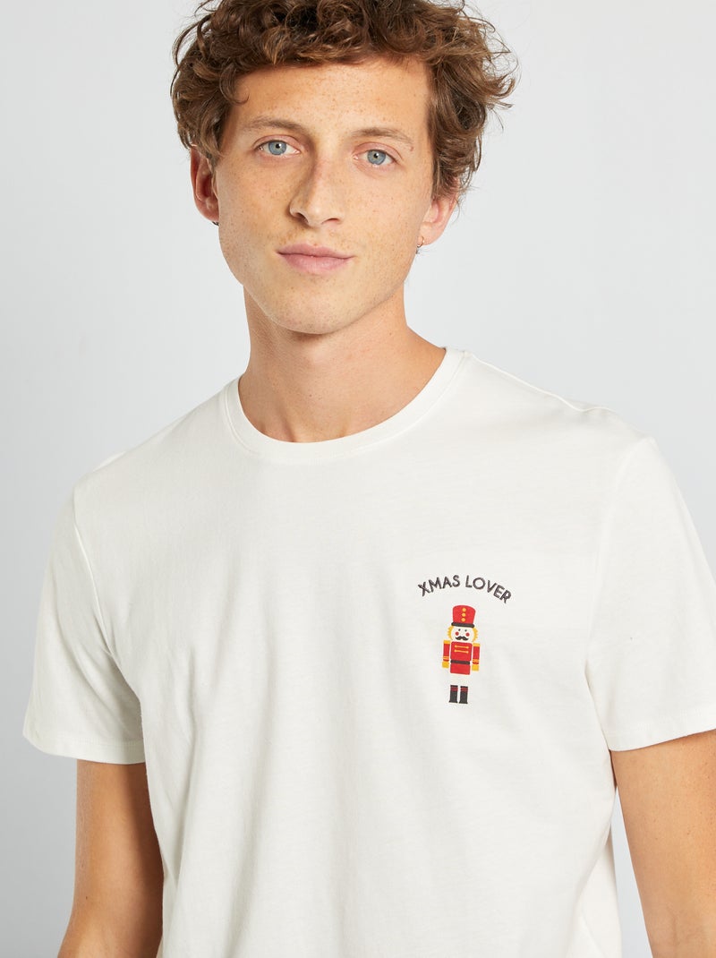 Camiseta de Navidad + bolsa BLANCO - Kiabi