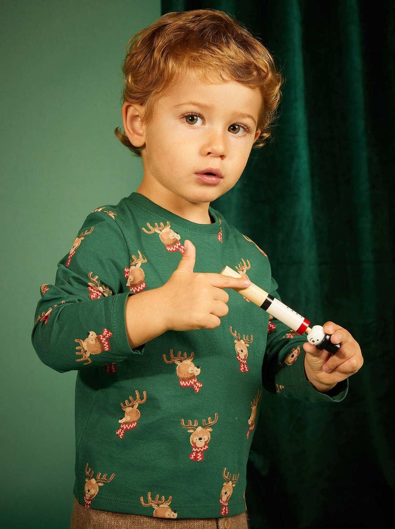 Camiseta de Navidad con ciervo VERDE - Kiabi