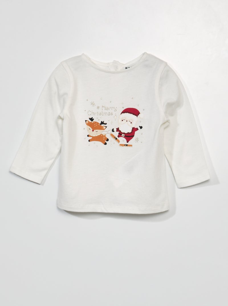 Camiseta de Navidad con Papá Noel BLANCO - Kiabi