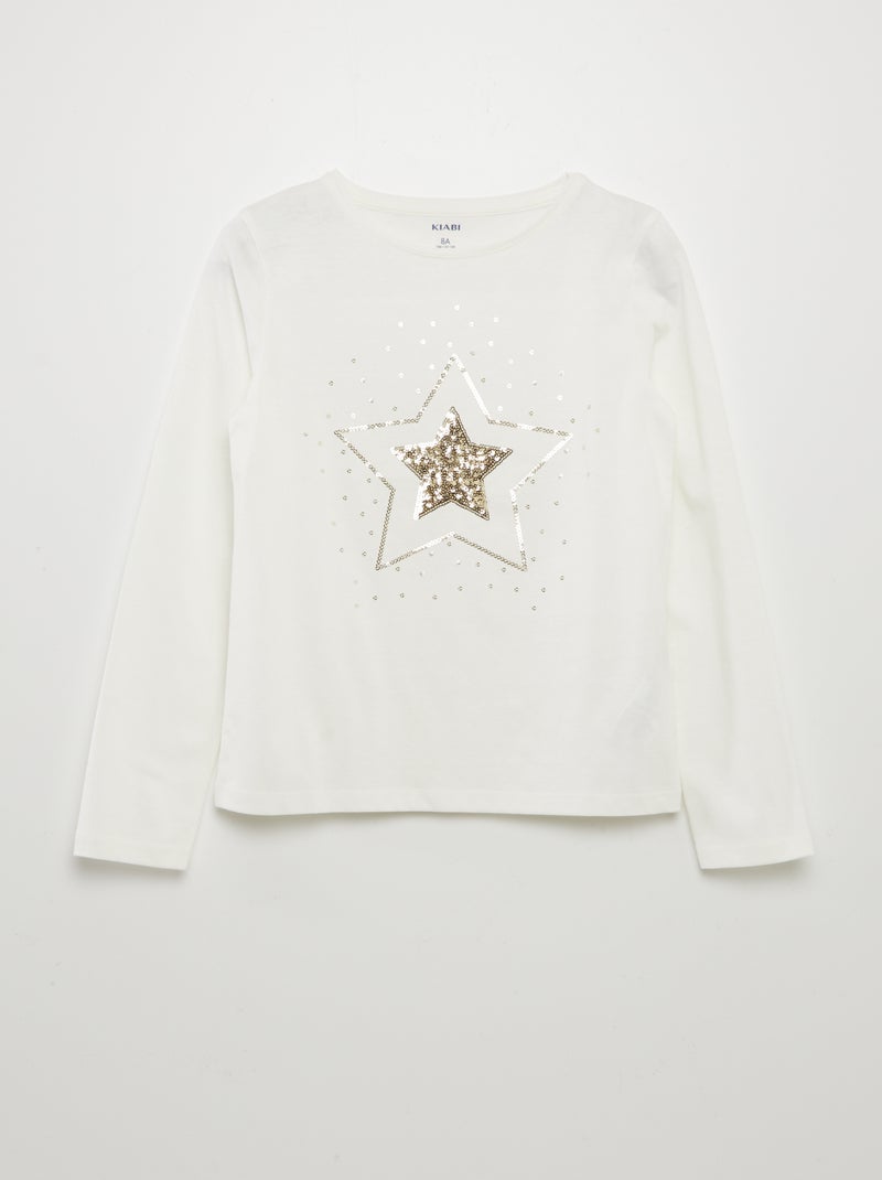 Camiseta de Navidad con pompones BEIGE - Kiabi