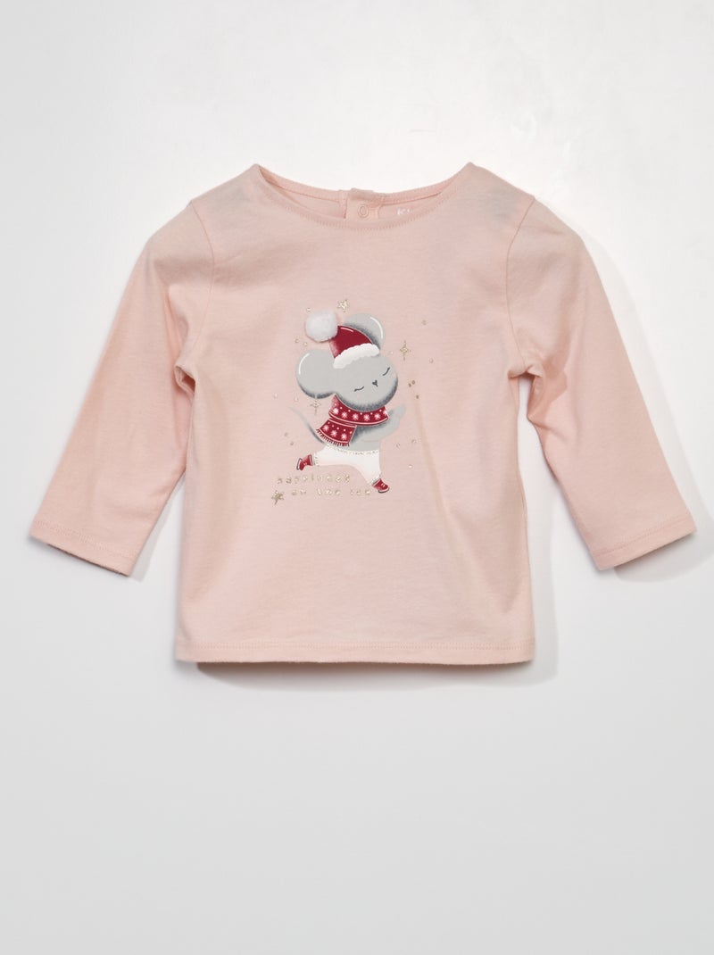 Camiseta de Navidad con ratón ROSA - Kiabi
