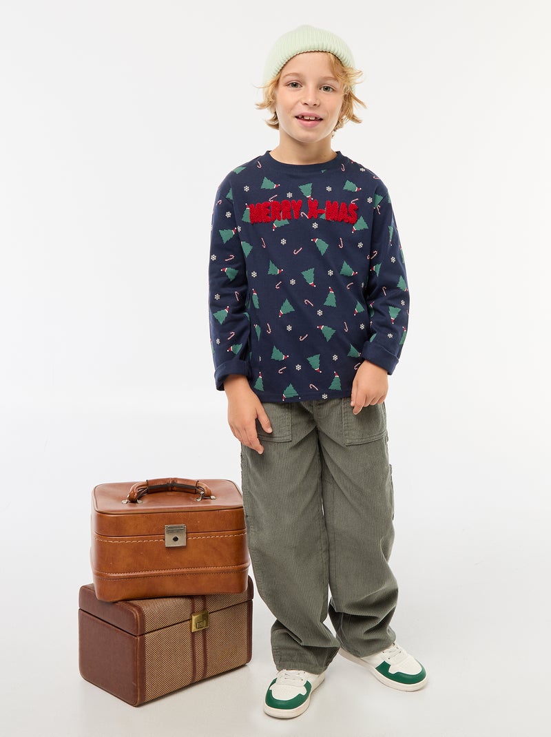 Camiseta de Navidad de manga larga Azul - Kiabi