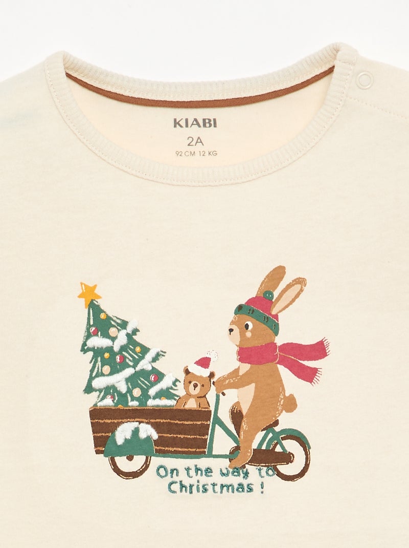 Camiseta de Navidad de manga larga Beige - Kiabi