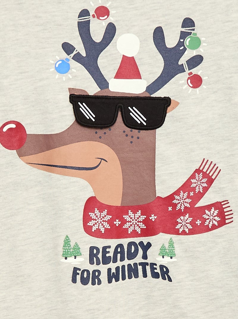 Camiseta de Navidad de manga larga Gris - Kiabi