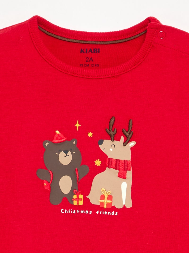 Camiseta de Navidad de manga larga Rojo - Kiabi