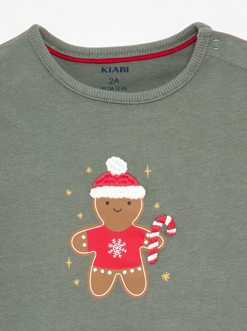 Camiseta de Navidad de manga larga Verde - Kiabi
