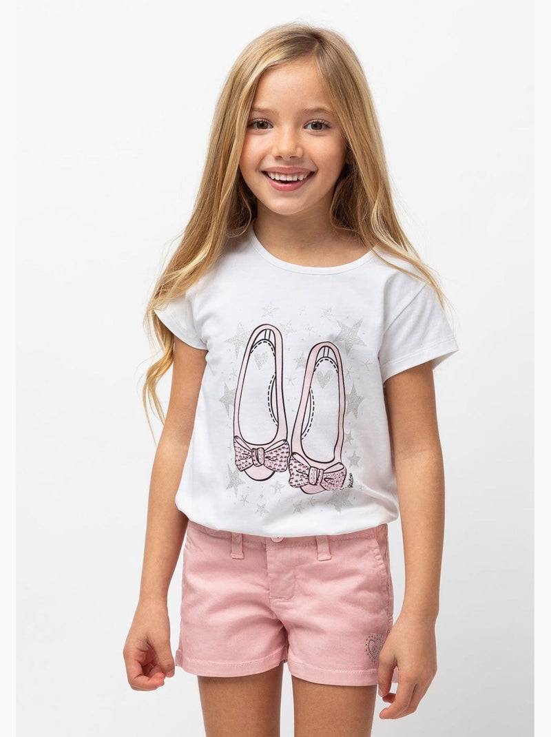 Camiseta de Niña Bailarinas Rosa Blanco - Kiabi