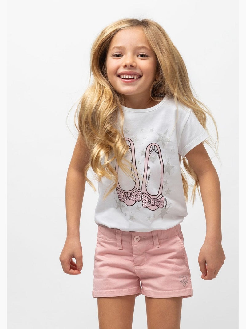 Camiseta de Niña Bailarinas Rosa Blanco - Kiabi