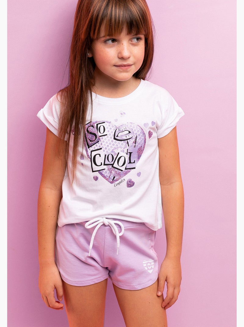 Camiseta De Niña Cool Lentejuelas Blanco - Kiabi