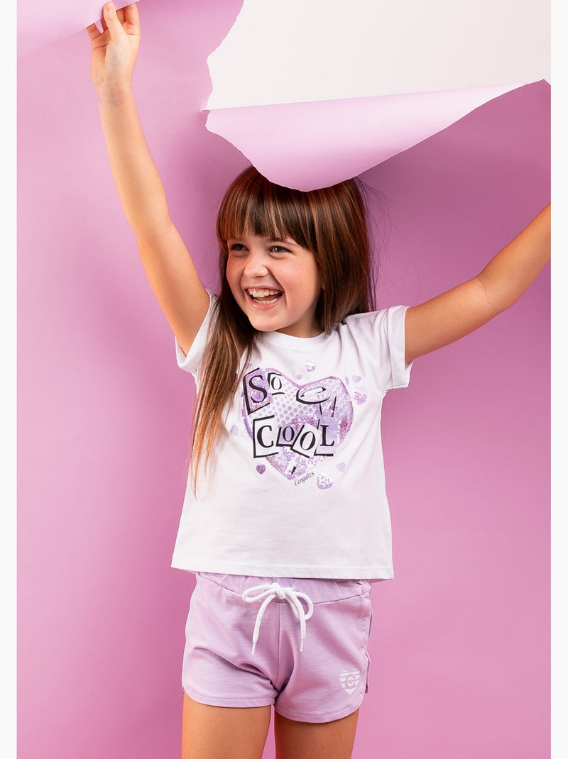 Camiseta De Niña Cool Lentejuelas Blanco - Kiabi