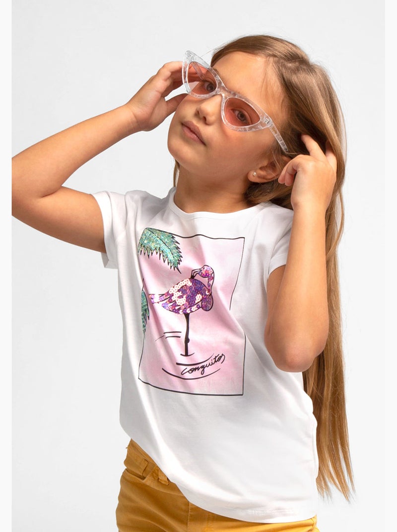 Camiseta de Niña Flamenco Lentejuelas Plata - Kiabi
