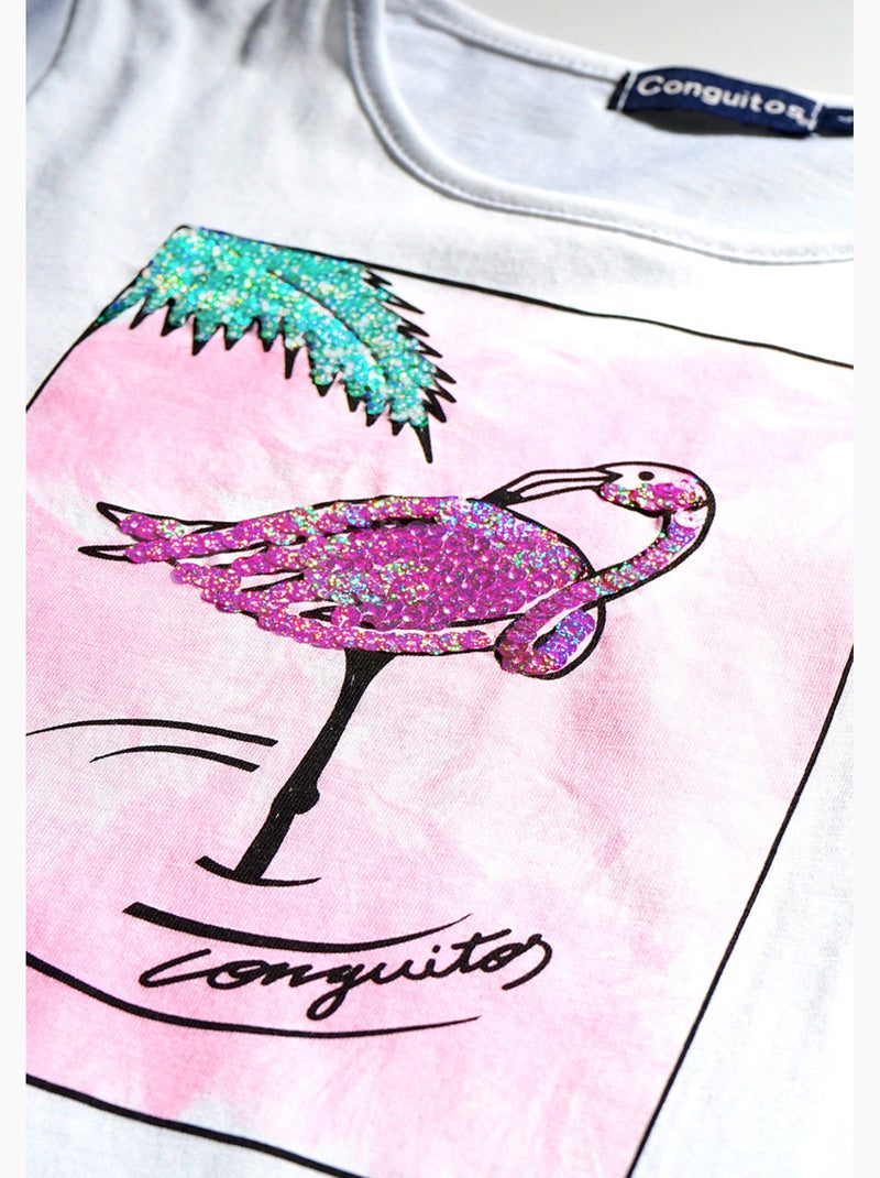 Camiseta de Niña Flamenco Lentejuelas Plata - Kiabi