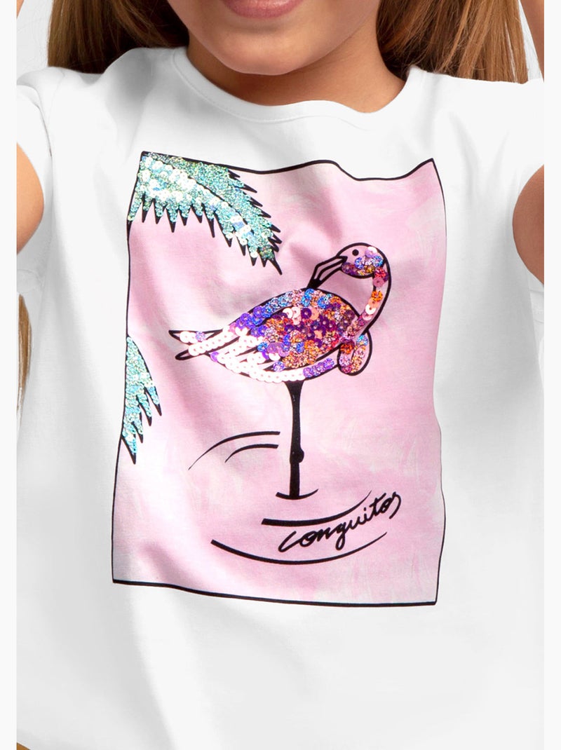 Camiseta de Niña Flamenco Lentejuelas Plata - Kiabi