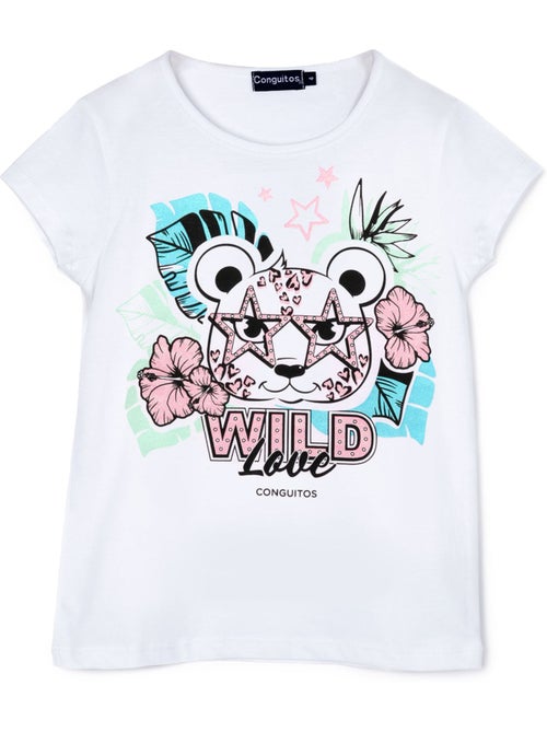 Camiseta de Niña Glitter en Blanco - Kiabi