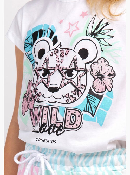 Camiseta de Niña Glitter en Blanco - Kiabi