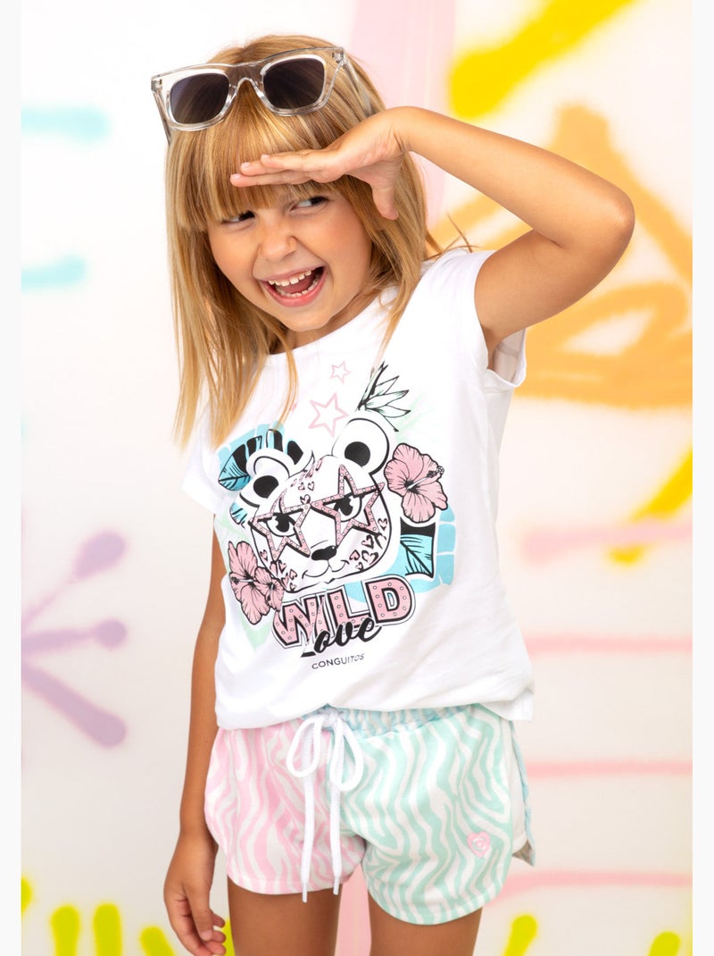 Camiseta de Niña Glitter en Blanco Blanco - Kiabi