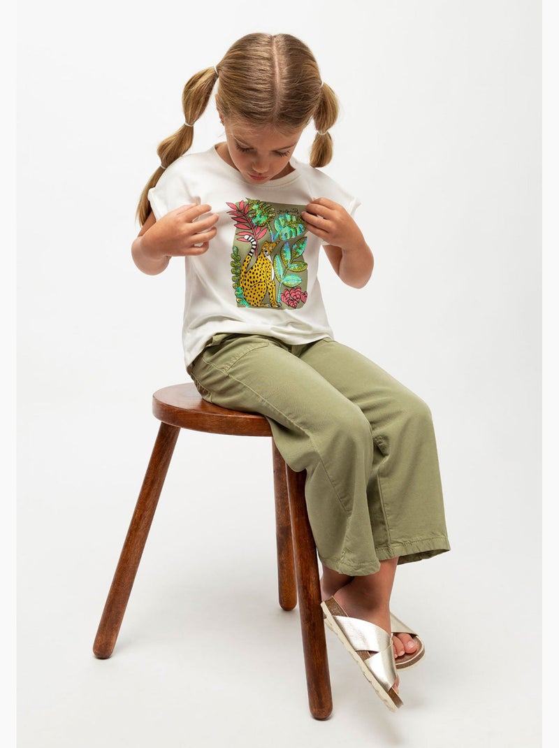 Camiseta de Niña Selva Lentejuelas Blanco - Kiabi