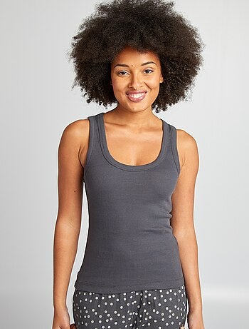 Camiseta de pijama acanalada de tirantes