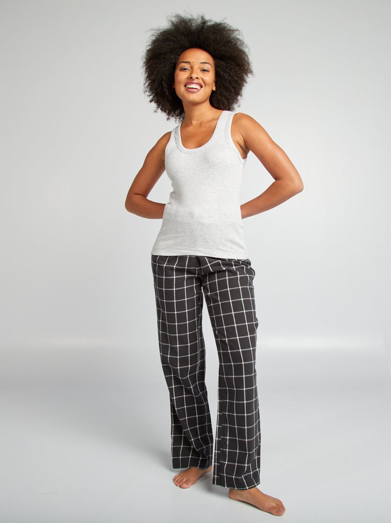 Camiseta de pijama acanalada de tirantes gris - Kiabi