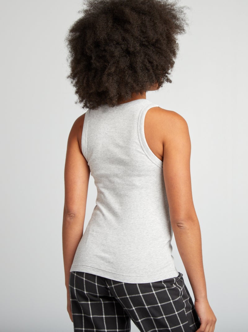 Camiseta de pijama acanalada de tirantes gris - Kiabi