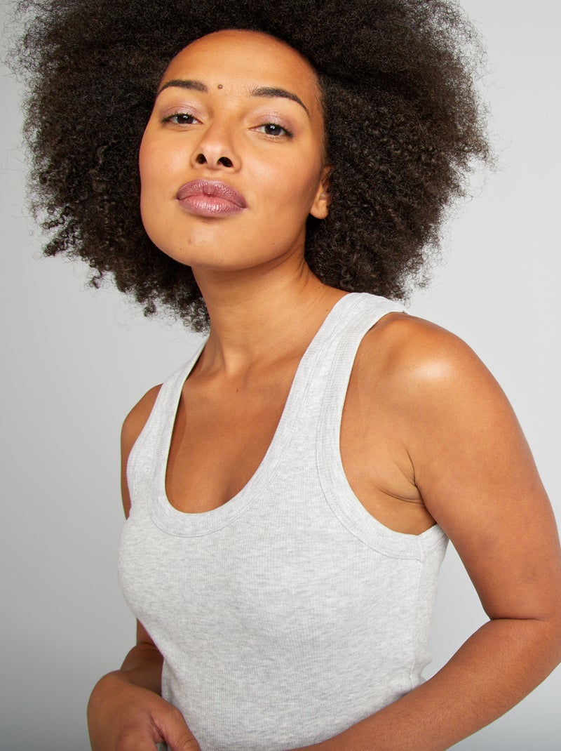 Camiseta de pijama acanalada de tirantes gris - Kiabi