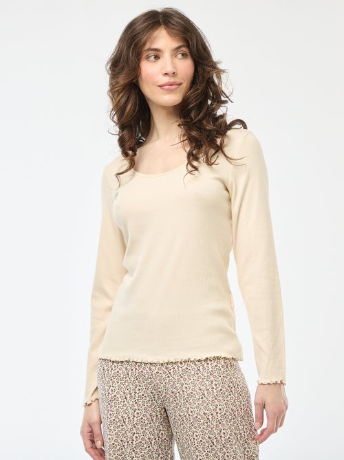 Camiseta de pijama de canalé - Kiabi