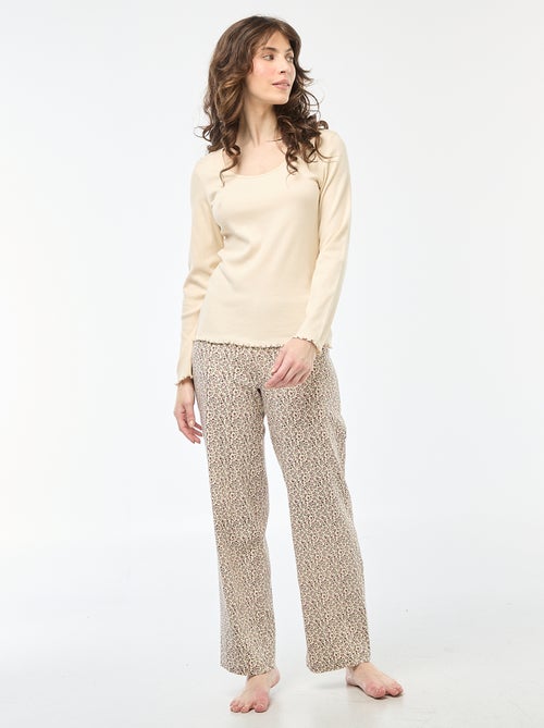 Camiseta de pijama de canalé - Kiabi Camiseta de pijama de canalé - Kiabi