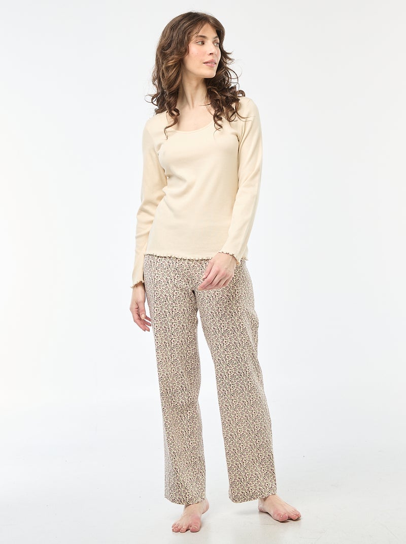 Camiseta de pijama de canalé Blanco - Kiabi