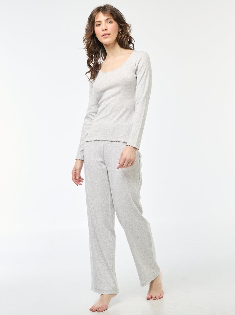 Camiseta de pijama de canalé Gris - Kiabi