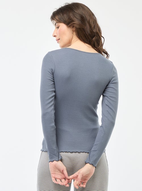 Camiseta de pijama de canalé - Kiabi