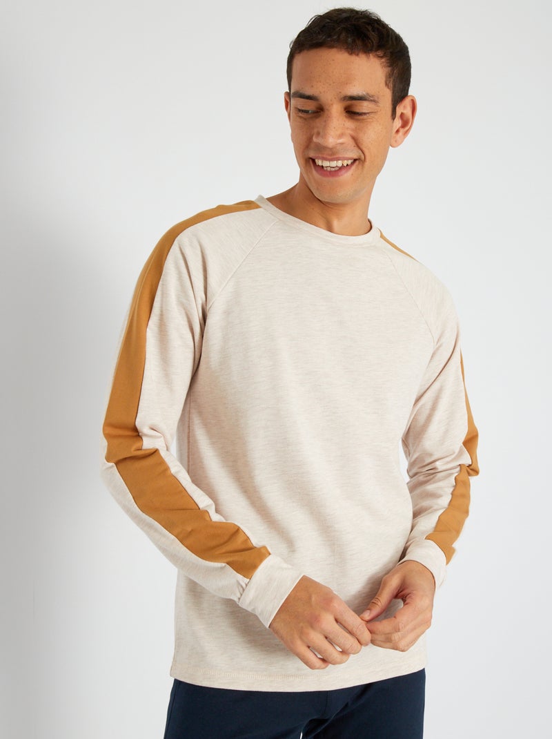 Camiseta de pijama de felpa beige - Kiabi