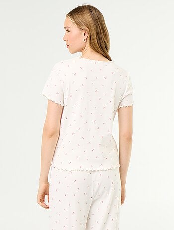 Camiseta de pijama de punto acanalado