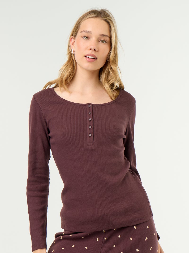 Camiseta de pijama de punto acanalado Purpura - Kiabi