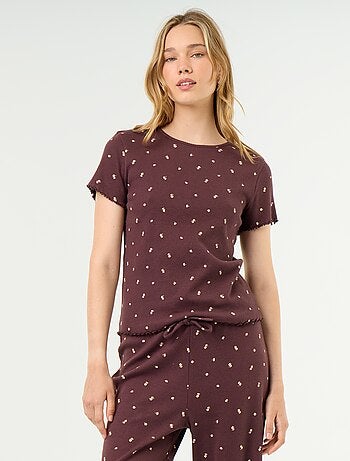 Camiseta de pijama de punto acanalado