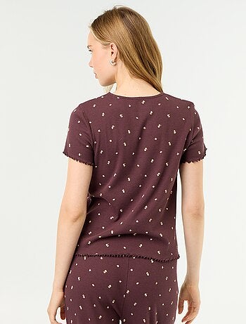 Camiseta de pijama de punto acanalado
