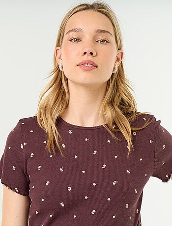 Camiseta de pijama de punto acanalado