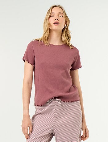 Camiseta de pijama de punto acanalado