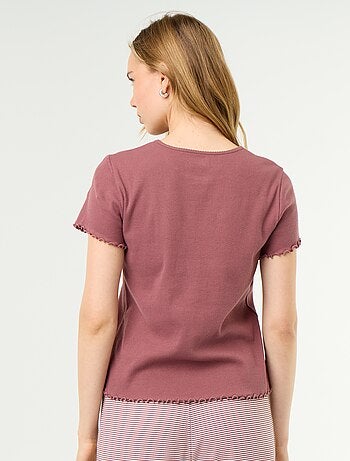Camiseta de pijama de punto acanalado