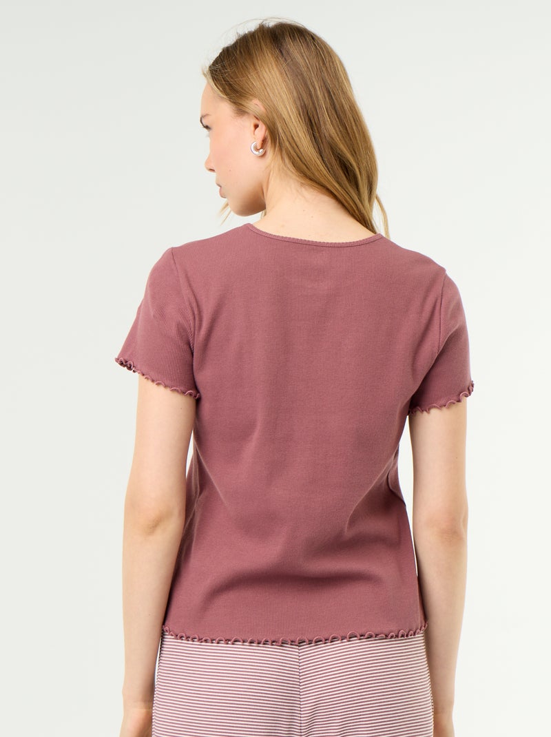 Camiseta de pijama de punto acanalado Rosa - Kiabi