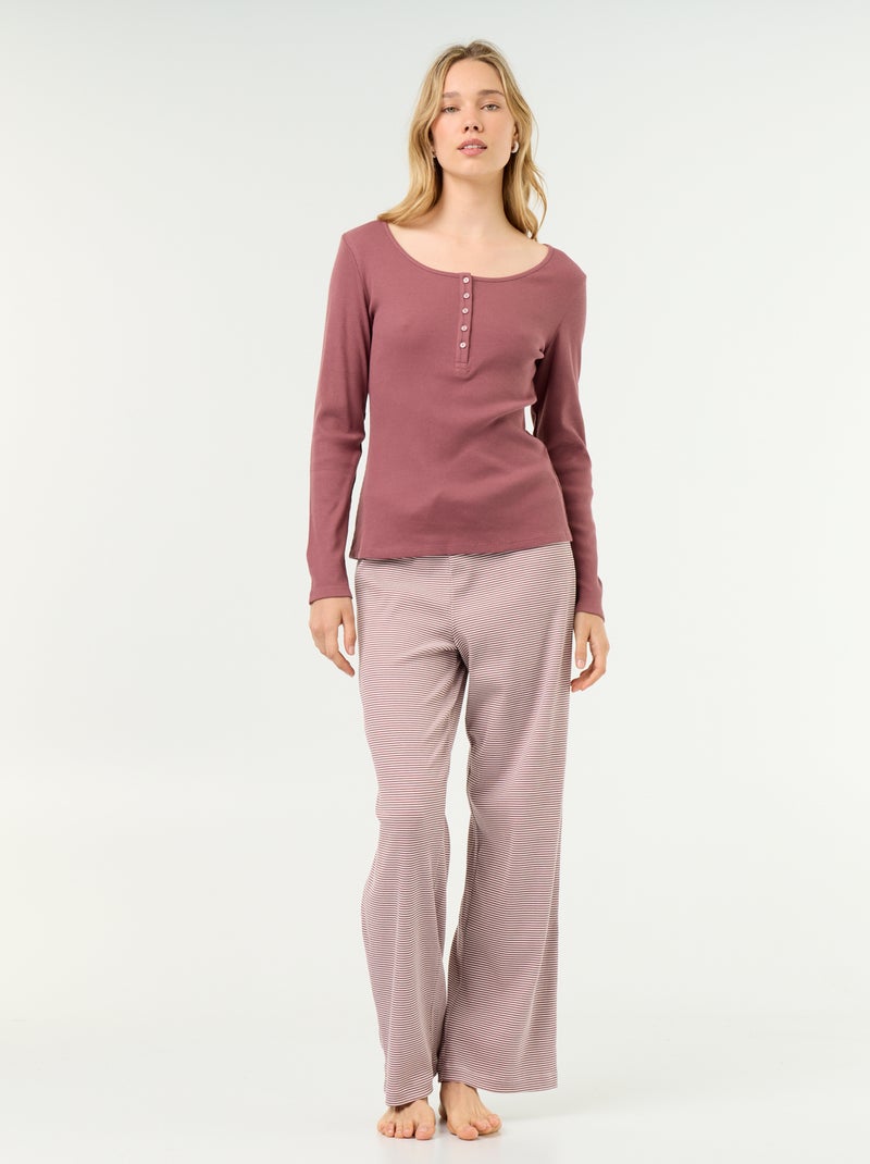 Camiseta de pijama de punto acanalado Rosa - Kiabi
