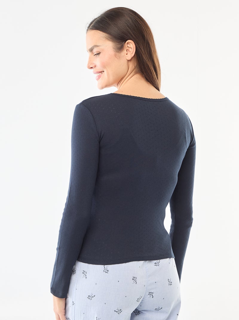 Camiseta de pijama de punto calado Azul - Kiabi