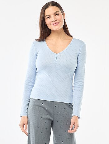 Camiseta de pijama de punto calado