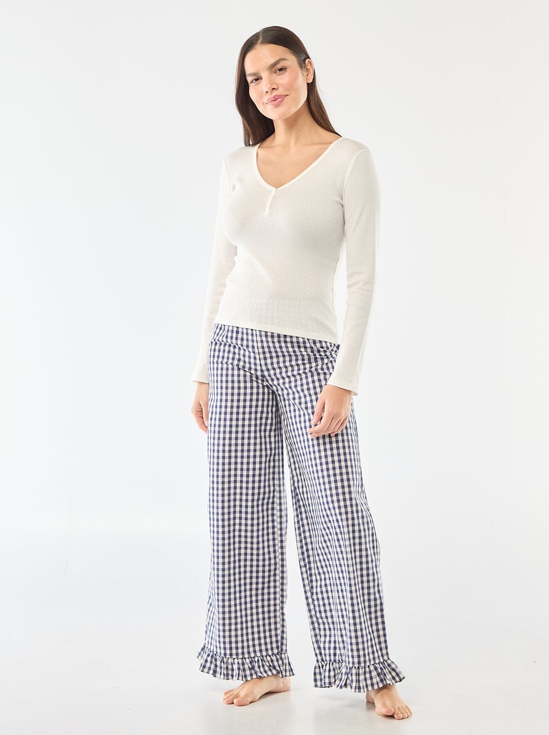 Camiseta de pijama de punto calado Blanco - Kiabi