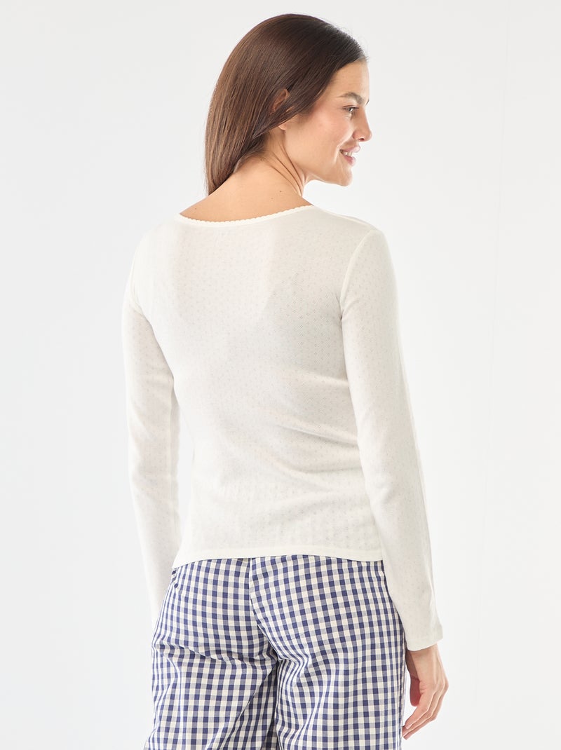 Camiseta de pijama de punto calado Blanco - Kiabi