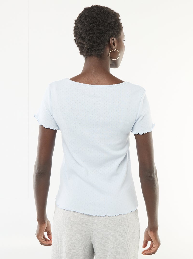 Camiseta de pijama de punto nido de abeja Azul - Kiabi