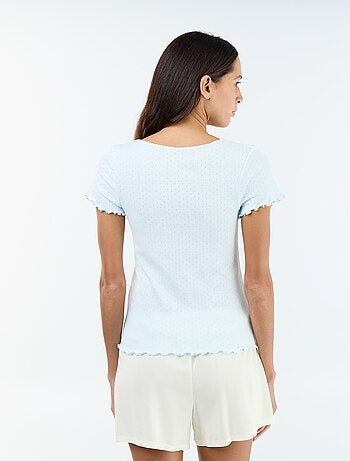 Camiseta de pijama de punto nido de abeja