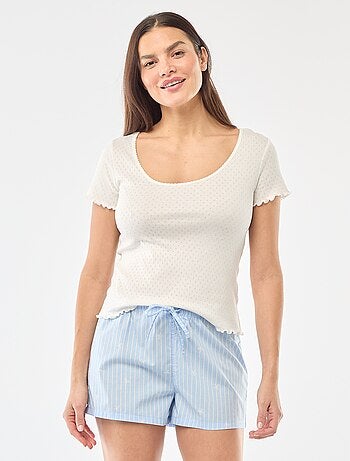 Camiseta de pijama de punto nido de abeja