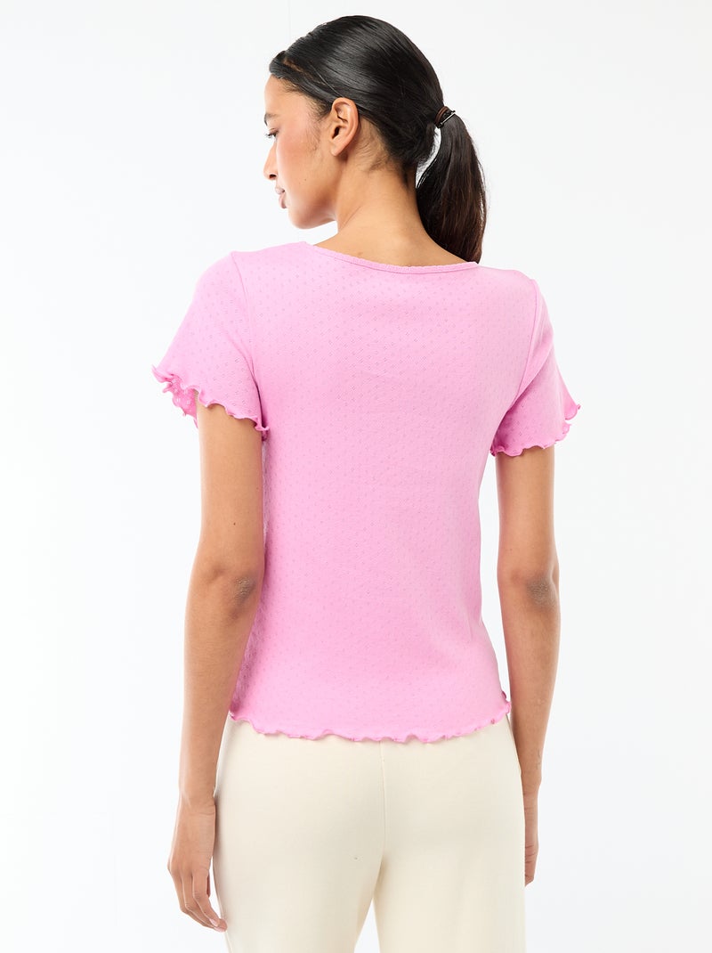 Camiseta de pijama de punto nido de abeja Rosa - Kiabi