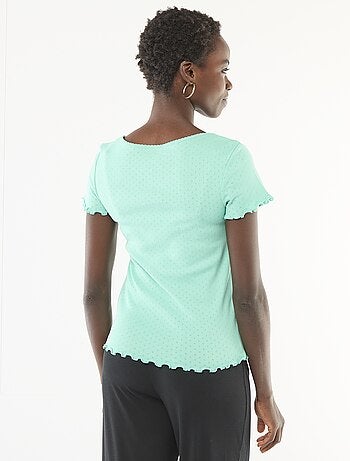 Camiseta de pijama de punto nido de abeja